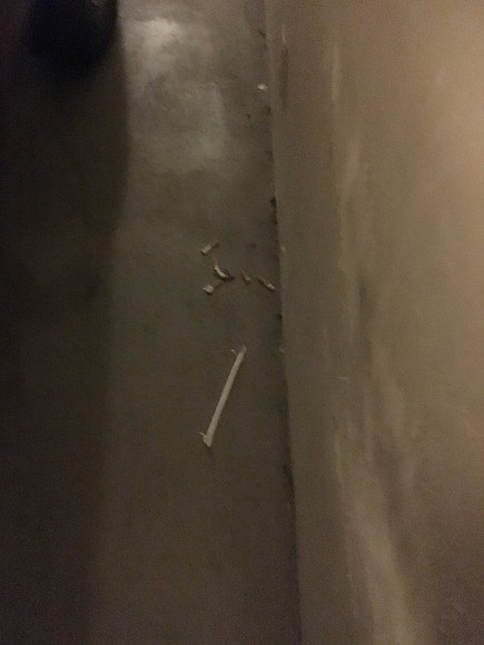 Cigarettes on parking spot.